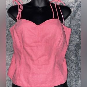 Pink tie knot shoulder tank